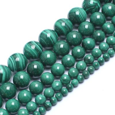 China High Qulity Jewelry Necklace Bracelet Earring Making 4/6/8/10/12MM Natural Green Malachite Stone Beads For Jewelry Making Bracelet Necklace for sale