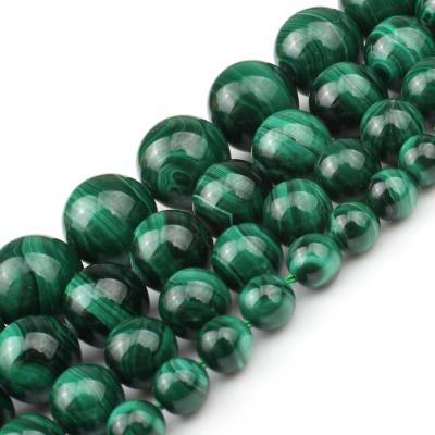 China Making Jewelry Necklace Bracelet Earring AA Grade Round Shape 6/8/10/12mm Natural Green Malachite Stone Beads For Jewelry Making DIY 7.5inches for sale