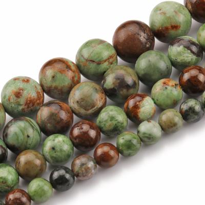 China Making Wholesale 6/8/10/12MM Jewelry Necklace Bracelet Earring Around Green Opal Stone Beads For Bracelet DIY Necklace for sale