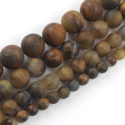 China Making Round Bead Dull Polish Matte Yellow Pietersite Natural Stone Jewelry Necklace Bracelet Earring 6mm-12mm For Beadwork Jewelry Making for sale