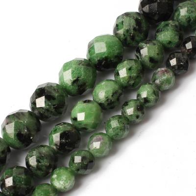 China High Quality 6/8/10MM Jewelry Necklace Bracelet Earring Making Round Loose Beads Faceted Epidote Rubys Zoisite Bead For Jewelry Making for sale