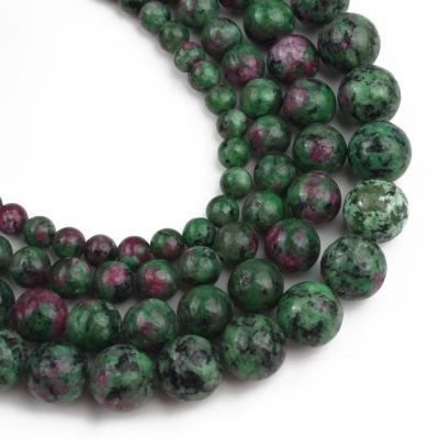 China Making Jewelry Necklace Bracelet Earring Fashion Round Shape 6/8/10/12MM Epidote Rubys Zoisite Stone Beads For Jewelry Making DIY Bracelet for sale