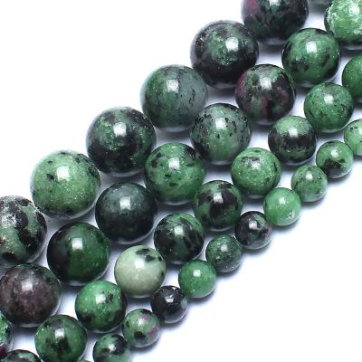 China Natural Stone Bead Jewelry Necklace Bracelet Earring Making 4/6/8/10/12MM Round Epidote Genuine Rubys Zoisite Stone Beads For Jewelry Making for sale