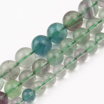 China Making Jewelry Necklace Bracelet Earring Wholesale Round 6mm/8mm/10mm A+ Colorful Fluorite Stone Loose Beads For Jewelry Making Diy for sale