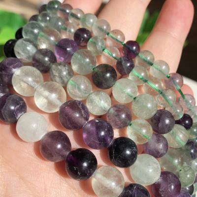 China Wholesale natural stone jewelry necklace bracelet earring making beads colorful fluorite round loose beads for jewelry bracelet necklace making for sale