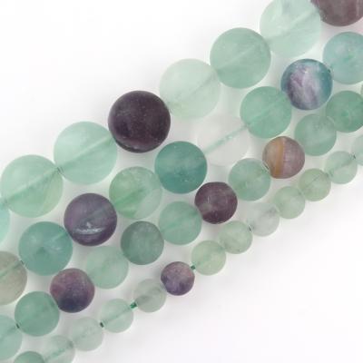 China Making Wholesale 6/8/10/12mm Series Dull Polish Matte Colorful Fluorite Jewelry Necklace Bracelet Earring Stone Beads For Jewelry Making Diy for sale