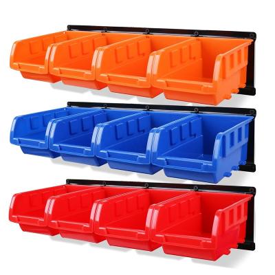 China Wall Mounted Organizer Garage Plastic Shop Tool 12 PC Trash Storage Bins Parts Rack Organizer Garage Plastic Shop Tool Tools For Men Tools Gift for sale