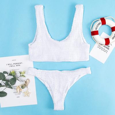 China Custom White Breathable Two-Piece Bikini Bubble Girl Bikini Swimwear Ladies Bathing Suit Crack! crack! for sale