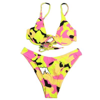 China Nice Swimwear Manufacturer Plus Size Quality Swimsuit Multiple Color Print Lace Up Tight Closure Thong Swimming Suit for sale