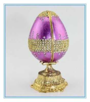 China purple color egg shape metal jewelry box trinket box russia style for sale