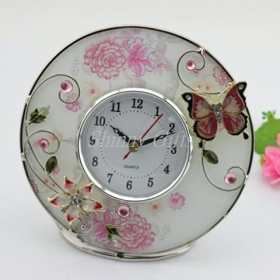 China Shinny Gifts Home Decorative Round Shape Desk Clock for sale