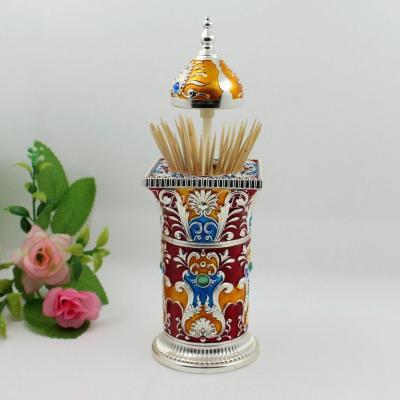 China Shinny Gifts Vintage Metal Marble Pillar Toothpick Holder For Appetizers for sale