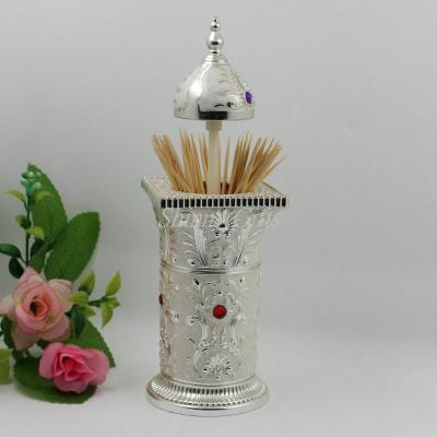 China Shinny Gifts Vintage Silver Metal Toothpick Pencil Holder for sale