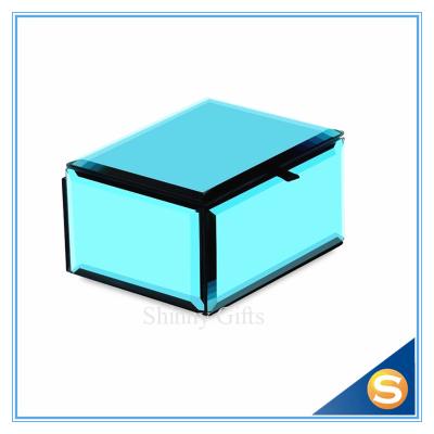 China Wedding Gifts Custom Design Blue Glass Jewellery box Wedding Gift box for sale