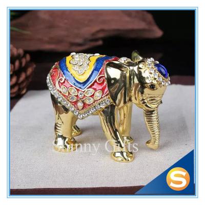 China Elephant Trinket Box Jewelry Box Enamel Pewter Box for sale