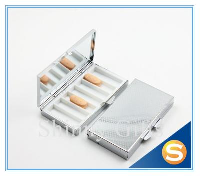 China Shinny Gifts 7days Metal Pill Box Metal storage boxes for pill OEM/ODM is available Square Shape Silver Plating for sale