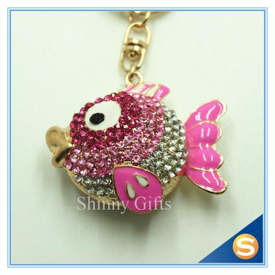 China Lovely Goldfish Fish Cute Crystal Rhinestone Charm Pendant Purse Car Key Ring Keychain Party Favorite for sale