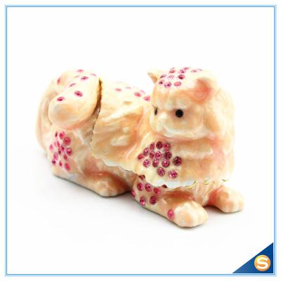 China Yellow And Pink Cat Shape Crystal Trinket Box For Sale SCJ602 for sale