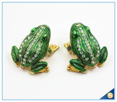 China Wholesale Metal Frog With Crystal Jewelry Box Cute Trinket Box For Gifts SCJ753 for sale