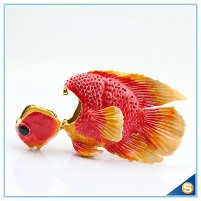 China Enamel Metal Fish Shape Jewelry Box Hand Painted Trinket Box SCJ783 for sale