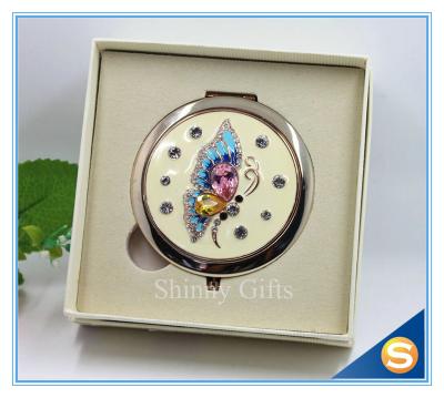 China Shinny Gifts Metal Compact MirrorJeweled Makeup Pocket Mirror Custom Cosmetic Mirror for sale