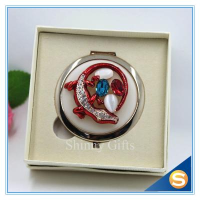 Китай Shinny Gifts Crystal Animal Design Folding Double Side Make up Mirror Metal Compact Mirror продается