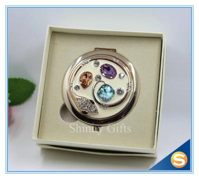 Китай Shinny Gifts Custom Crystal Compact Mirror Handbag Small Round Shape Makeup Mirror продается