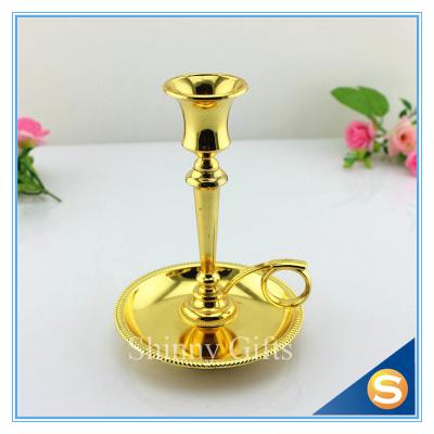 China Shinny Gifts Factory Gold Plating Metal Candle holder Church Brass Candle Holder Metal Holders for Candle for sale