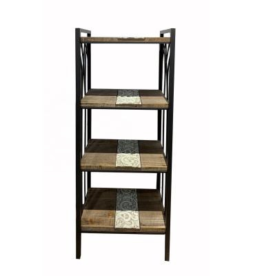 China Rotating Hand Carts and 4 Tier Wood and Metal Shelf Storage Cart Trolley Cart OEM Manufacture for sale