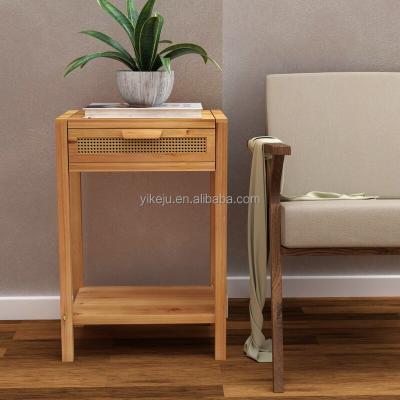 China Storage Yiju Vintage Rattan End Table For Living Room Furniture Sofa Set Side Table Bedroom Nightstand OEM for sale