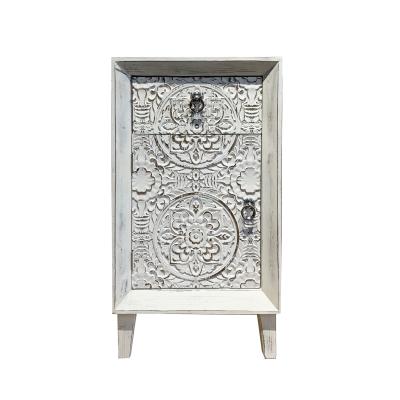 China Storage Living Room Cabinet Wood Top Carved 1 Door 1 Drawer Chest Storage Nightstand Furniture Solid Workmanship Oar for sale