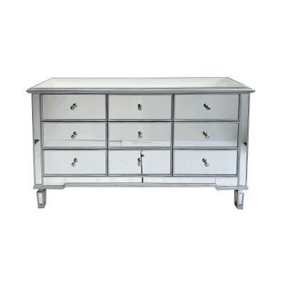 China Yiju 9 Drawer Mirrored Sideboard Cabinet Mirrored Furniture Living Room Furniture Cabinet Dresser OEM Manufacturing Storage for sale