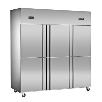 China Double-temperature six door upright freezer stainless steel commercial refrigerator and freezer for sale