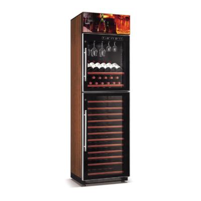 China Constant Temperature Control Wine Display Refrigerator Cabinet Wooden Wine Cooler Shelves Storage Wine Cooler 180-250bottles for sale