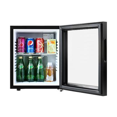 China Commercial 30 Liter Mini Display Bar Fridge Hotel Glass Door Fridge Single-temperature for sale