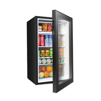 China 62L/95L COMPRESSOR Hotel Door Mini Bar Fridge Commercial Display Glass Refrigerator Directly Cooling Mini Fridge for sale