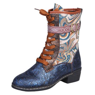 China 2021 fashion trend new design autumn and winter embroidered European and American short boots women's Martin boots for sale