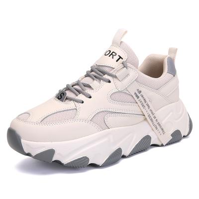 China 2021 Fashion Trend Mesh Ventilation Trainers Walking Style Sneakers Women Sports Shoes Height Increase for sale