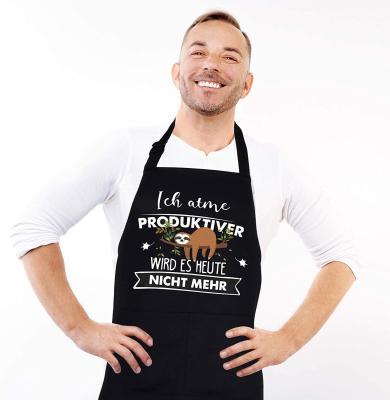 China Impressive high quality durable custom denim print denim chef driven logo apron for cafe kitchen for sale