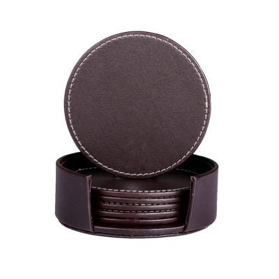 China Sustainable Wine Bottle Coaster Set Wholesale Leather Coaster Set for sale