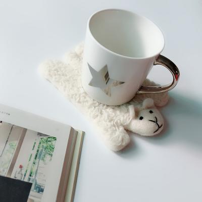 China Animal Felt Viable Place Mat Coffee Mug Pads Coaster Table Insulating Mat Cartoon Dining Home Decorations Wool Ball Felt Coasters for sale