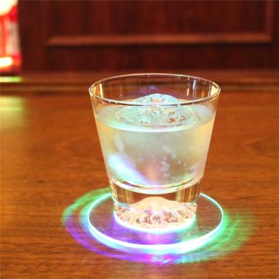 China Sustainable Promotional Goods Led Light Round Mini Acrylic Coaster With Your Logo For Your Beverage for sale