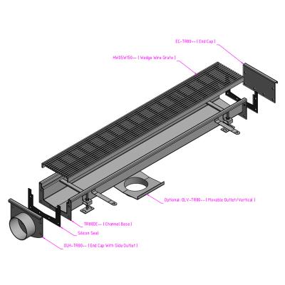 China China Supplier Modern 304 Stainless Steel 316 Kitchen Drain Grate With Brass Channel Trap For Swimming Pool Garage for sale