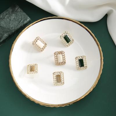 China Vintage Fashion Green Enamel Korean Stud Earrings For Women Simple Jewelry Alloy Earring Gifts for sale