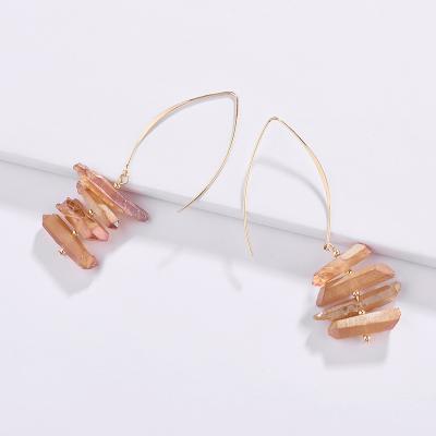 China Natural electroplating copper line 2020 drop-shaped column ear jewelry JUHU CLASSIC explosive stone crystal earrings for sale