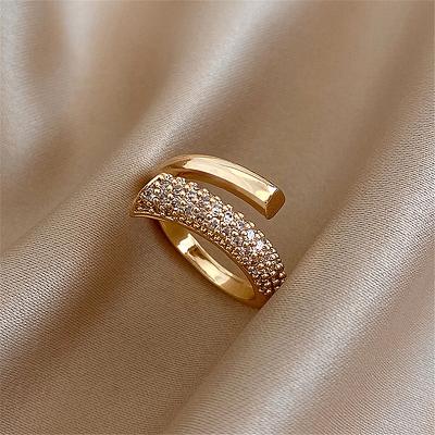 China FASHIONABLE JUHU Micro Inlaid Zircon Cross Ring Female Tidal Index Ring Cold Wind Party Open Tidal Index Ring Female for sale