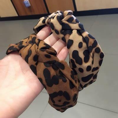 China JUHU New Trendy Leopard Print Fabric Bowknot Hair Band Shape Simple Hair Accessories Wholesale For Women 2020 for sale