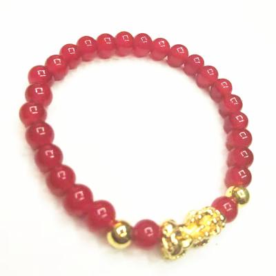 China JUHU CLASSIC Natural Red Agate Garnet Gold Brave Bracelet Men and Women Couple Bracelet Jewelry Wholesale for sale