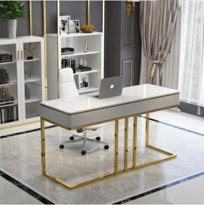 China (Height)Adjustable White New Deign Simple Modern Office Chair Computer Marble Desk Table Large Board Boss Desk for sale