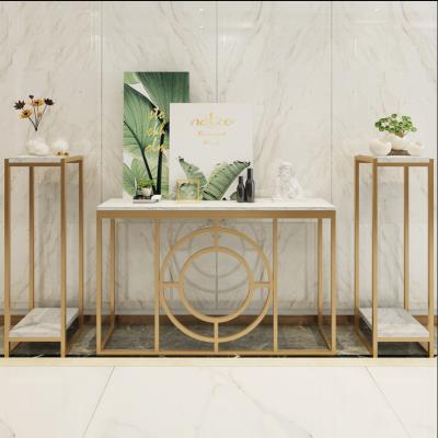 China Adjustable Luxury Chinese Modern Iron Art White Marble Console Table (Other) White Marble Corner Table for sale